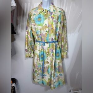 Floral Button-Up Dress with Belt
